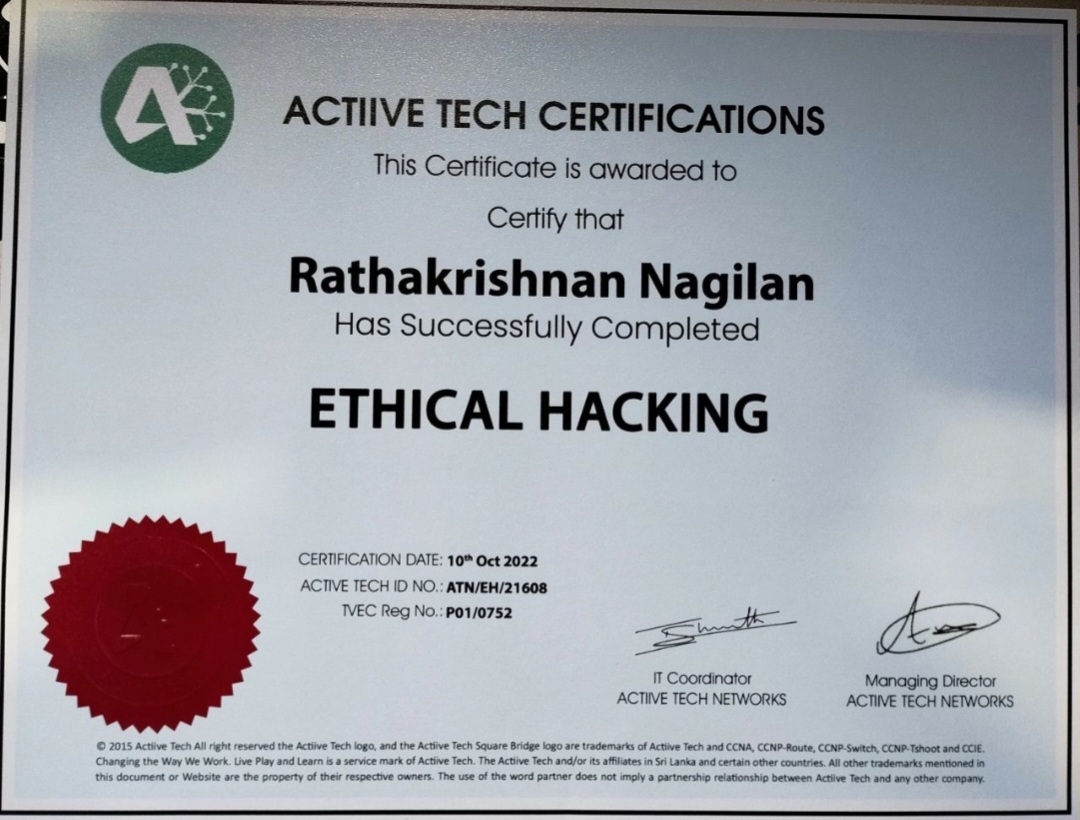 Certified Ethical Hacker certificate